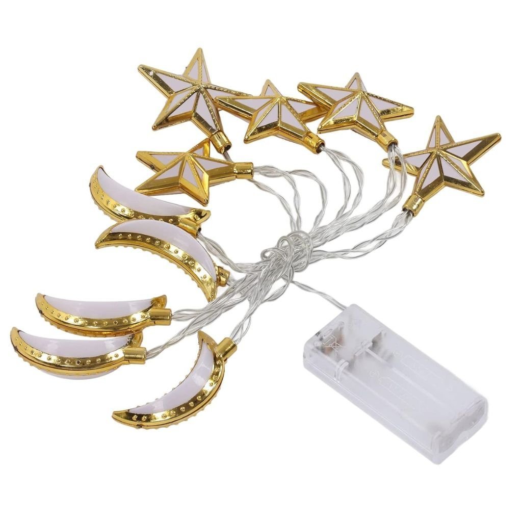 Guirlande Lumineuse Eid et Ramadan LED 10pcs - إضاءة رمضان على شكل قمر ونجمة - الصورة 4