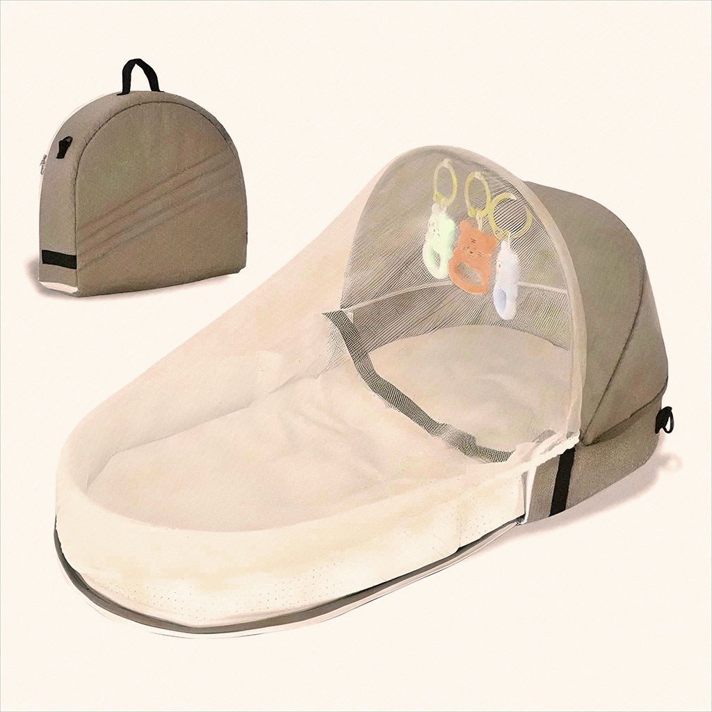 Lit et sac à langer pour enfants avec moustiquaire et auvent – سرير أطفال سهل النقل مع ناموسية مدمجة - الصورة 4