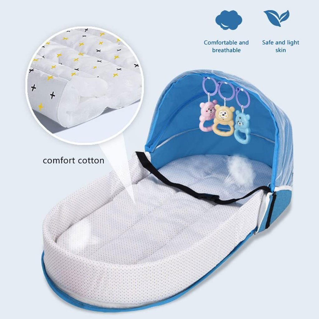 Lit et sac à langer pour enfants avec moustiquaire et auvent – سرير أطفال سهل النقل مع ناموسية مدمجة - الصورة 6