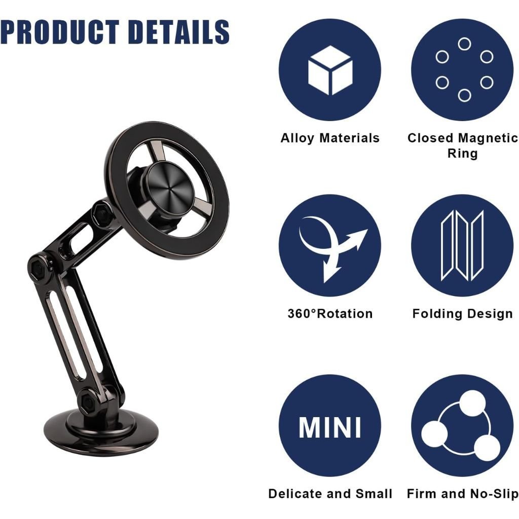 Support Téléphone Voiture Magnétique Rotatif à 360° – حامل هاتف مغناطيسي - الصورة 7