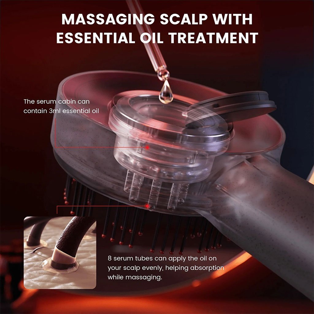 Brosse de massage électrique et applicateur d’huile pour cuir chevelu – فرشاة العناية بفروة الرأس - الصورة 6
