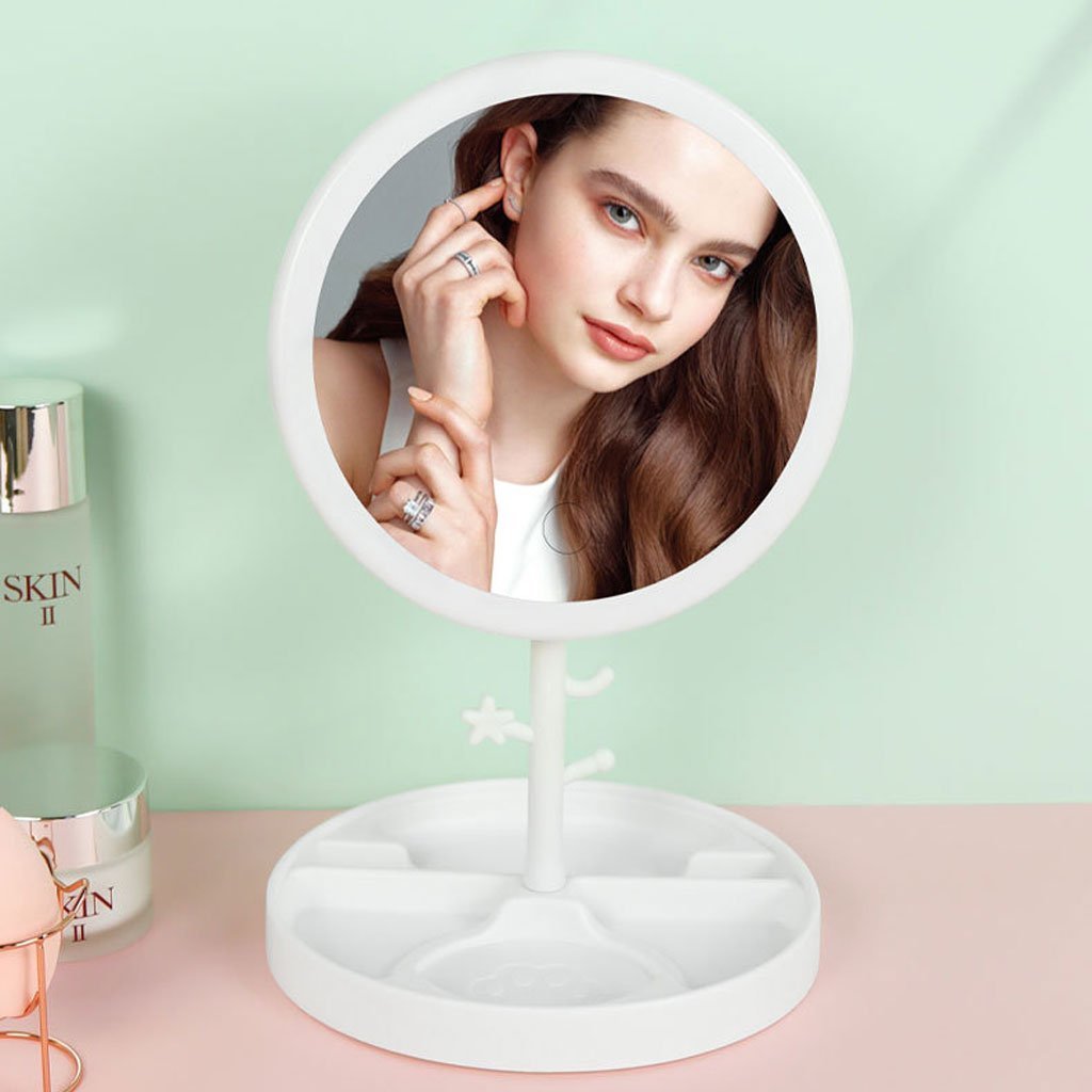 Miroir cosmétique avec lumière LED en forme Rond Rechargeable - الصورة 5