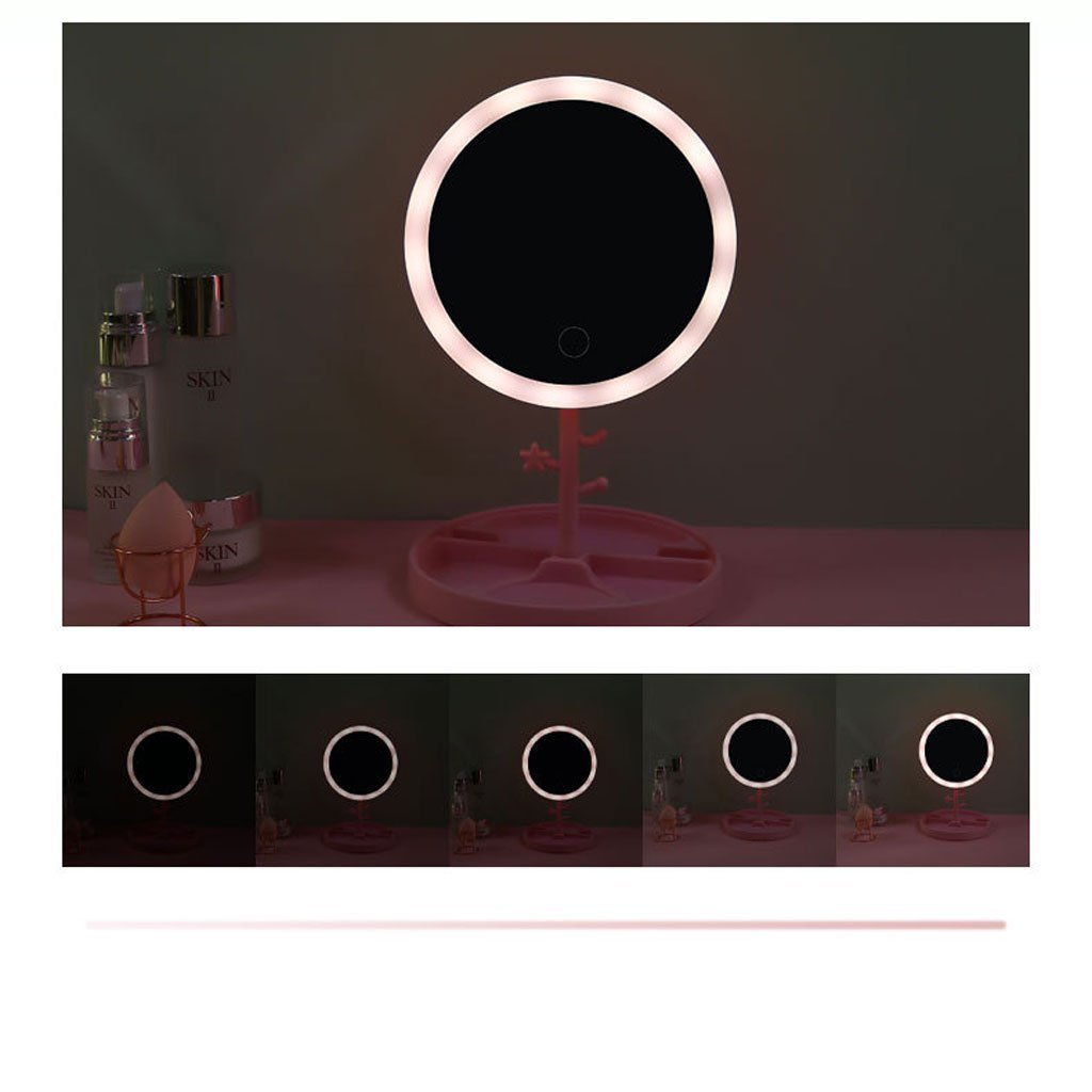 Miroir cosmétique avec lumière LED en forme Rond Rechargeable - الصورة 4