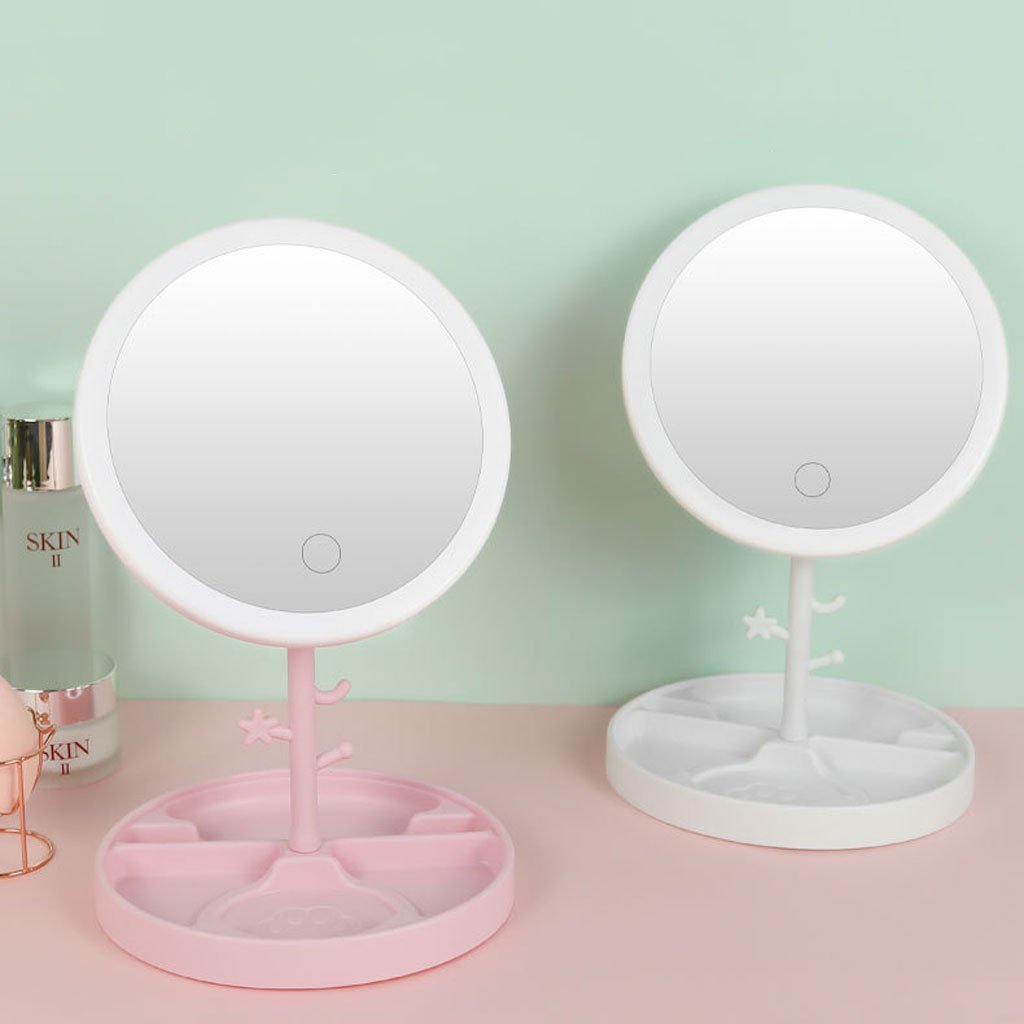Miroir cosmétique avec lumière LED en forme Rond Rechargeable - الصورة 2