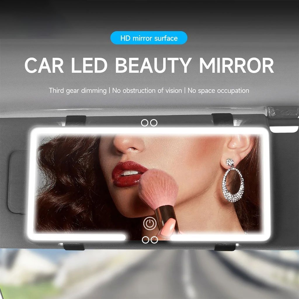 Miroir de courtoisie rechargeable double buttons avec 3 modes d’éclairage – مرآة مكياج مضيئة للسيارات - الصورة 6
