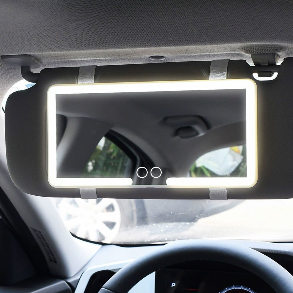 Miroir de courtoisie rechargeable double buttons avec 3 modes d’éclairage – مرآة مكياج مضيئة للسيارات - الصورة 7