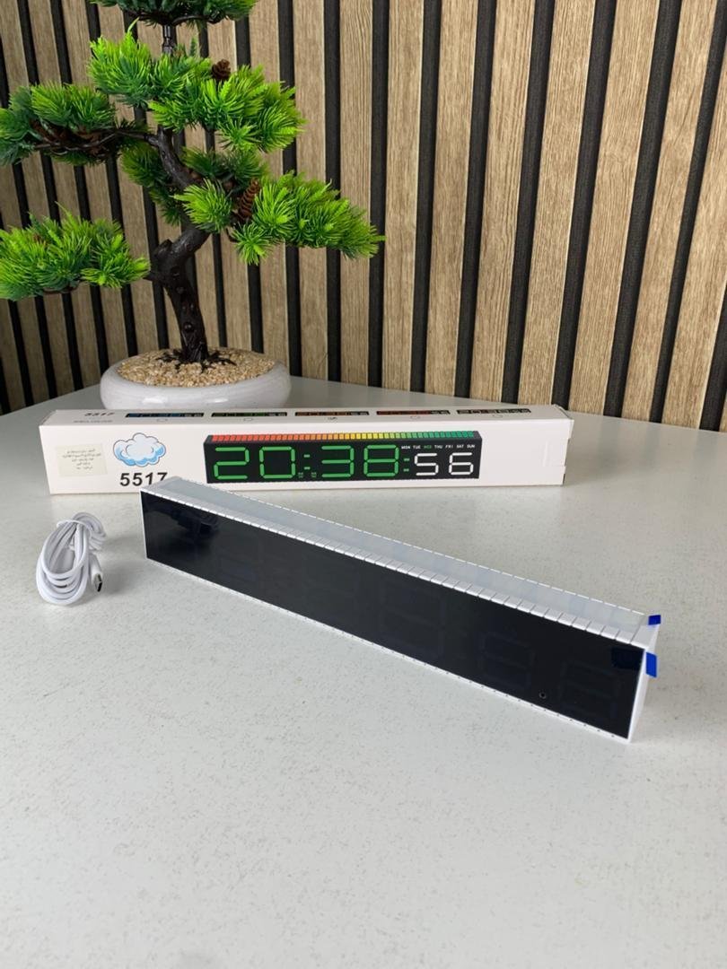Horloge numérique LED générique avec capteur de rythme musicale – ساعة رقمية لتزيين المكتب - الصورة 3