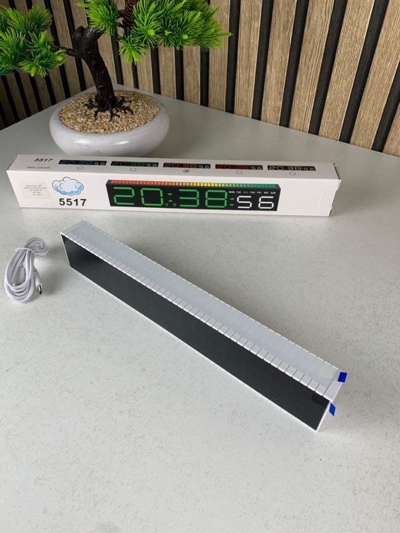 Horloge numérique LED générique avec capteur de rythme musicale – ساعة رقمية لتزيين المكتب - الصورة 2