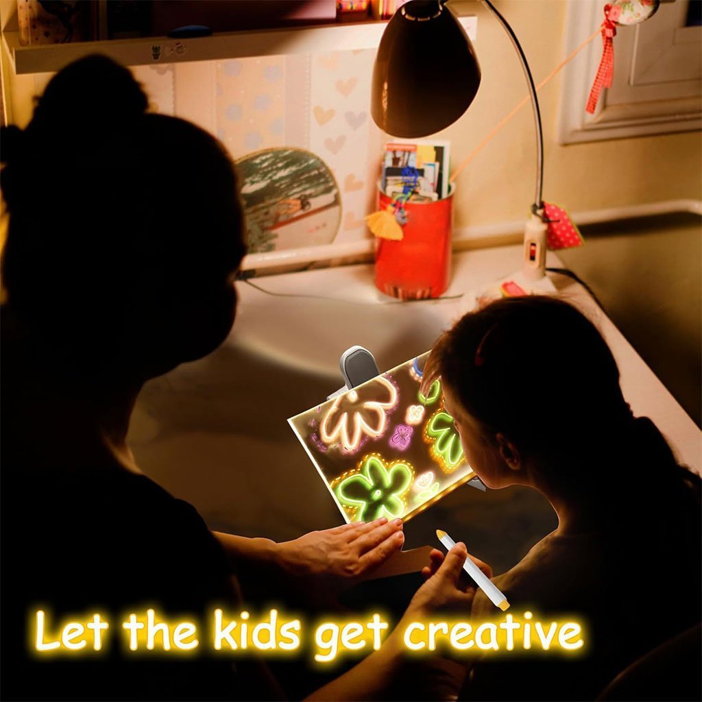 Tableau à Dessin LED coloré avec 4 stylos 30x20cm – لوحة مضيئة للرسم والتلوين - الصورة 5
