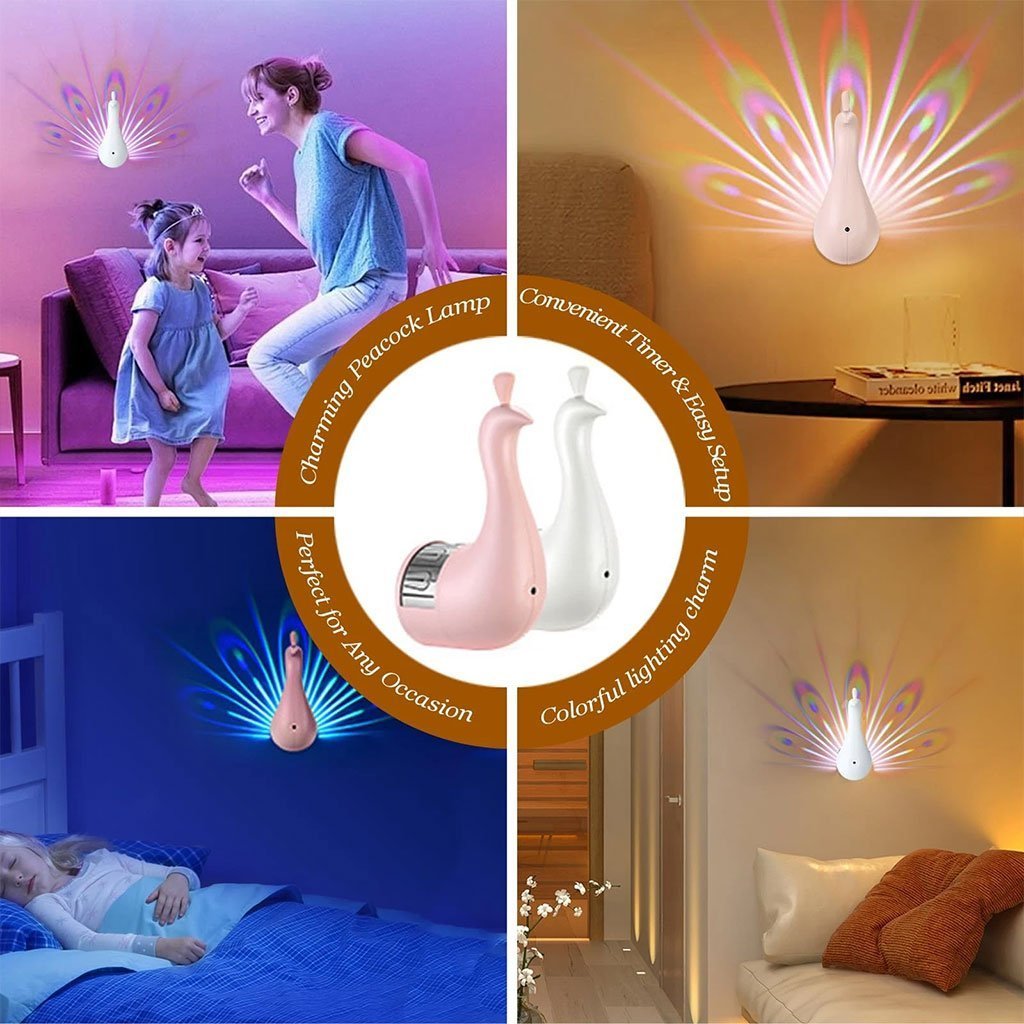 Applique murale en forme de paon 7 réglages de couleur avec télécommande – مصباح ديكور على شكل طائر الطاوس - الصورة 5