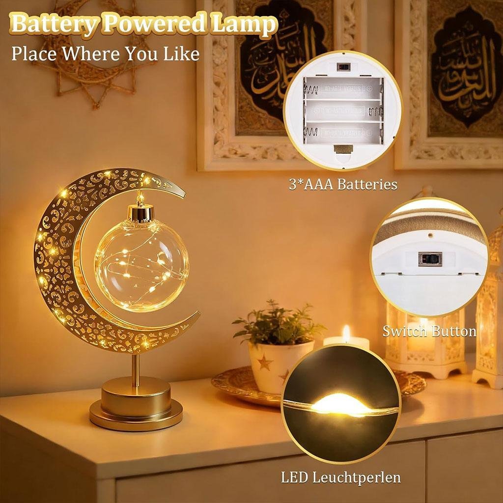 Lampe de table LED en forme de lune décoration Ramadan – مصباح ديكور رمضان - الصورة 6