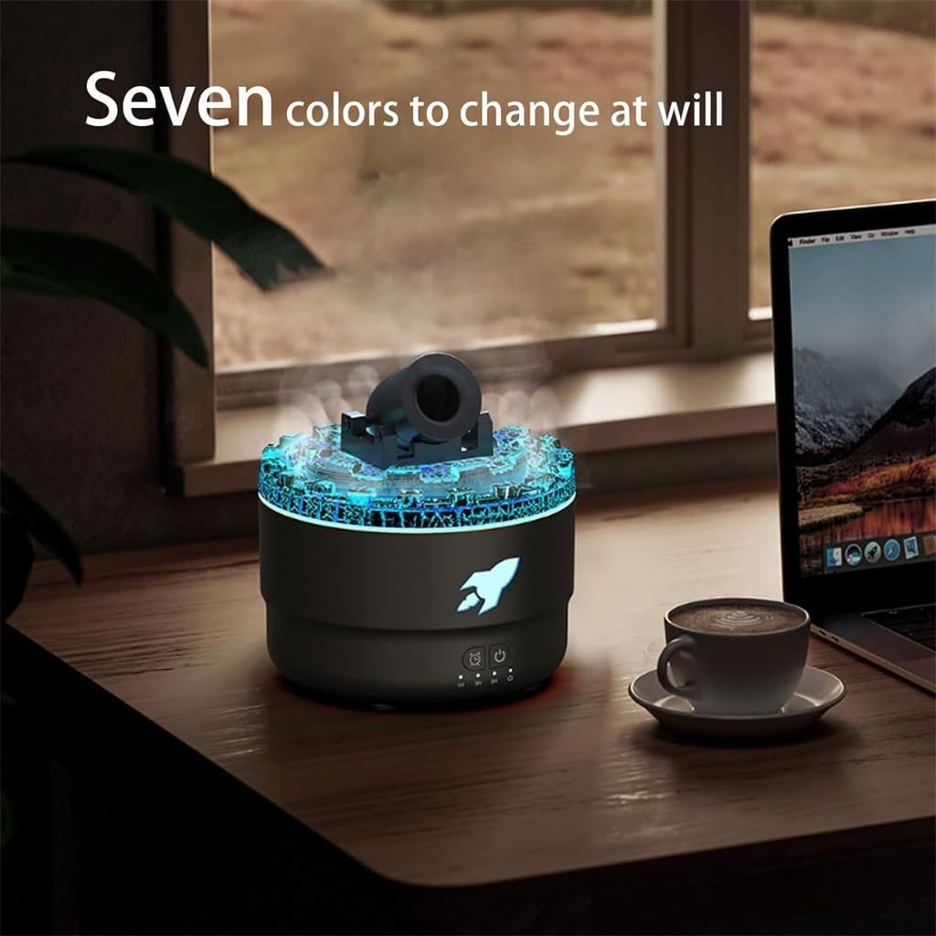 Humidificateur d’arôme à canon avec lumières LED colorées – معطر جو يضفي ديكور رائع في منزلك - الصورة 7