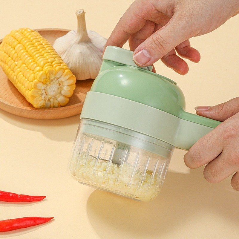 Set de coupe-légumes électrique portable 4 en 1 Chargement USB - الصورة 2