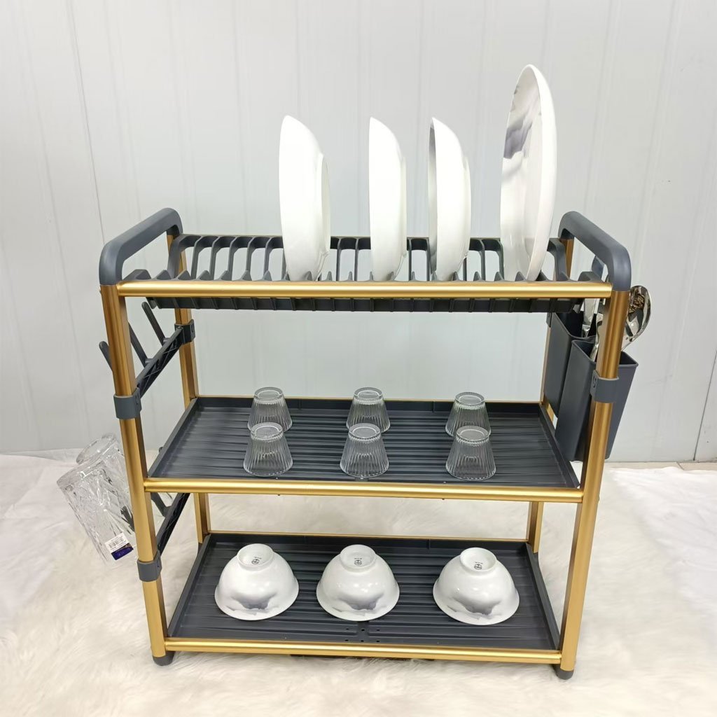 Egouttoir à Vaisselle en Aluminium de Haute Qualité 3 étages SX-841 – منظم أواني الغسيل - الصورة 5