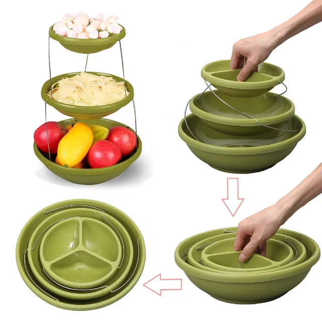 Bol torsadé pliable à 3 niveaux pour les trempettes et les bonbons - الصورة 3