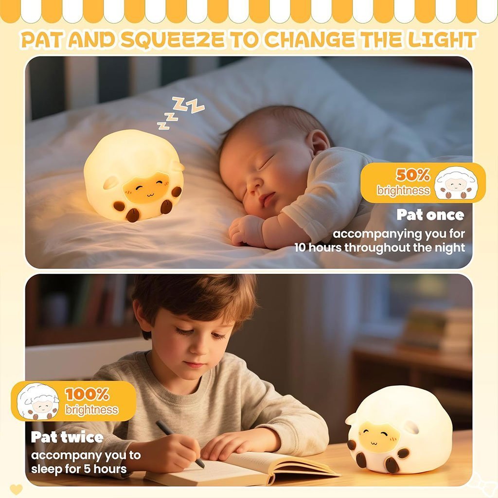 Veilleuse Mouton pour Enfants Lampe LED souple et rechargeable – مصباح سيليكون لغرف الأطفال - الصورة 5