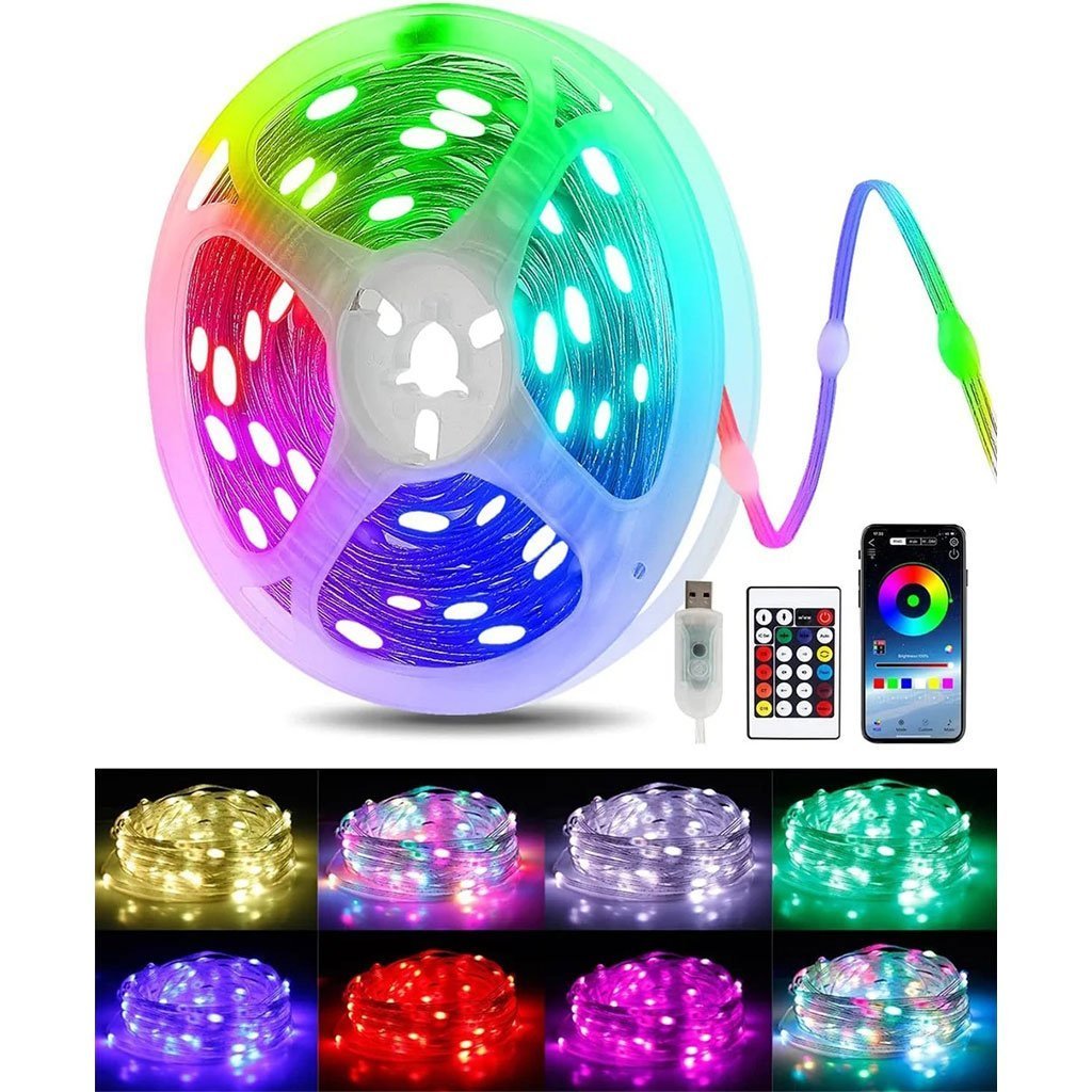 Guirlande lumineuse d'extérieur 100 LED multicolore 10 m RGB synchronisation de musique - الصورة 4