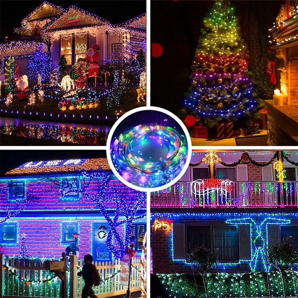 Guirlande lumineuse d'extérieur 100 LED multicolore 10 m RGB synchronisation de musique - الصورة 3