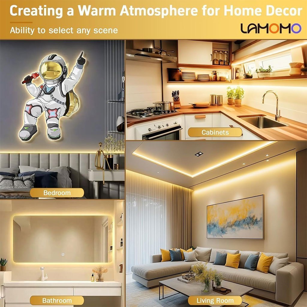 Bande LED lumineuse à détecteur de mouvement pour lit 3000K lumière chaude App Control - الصورة 4