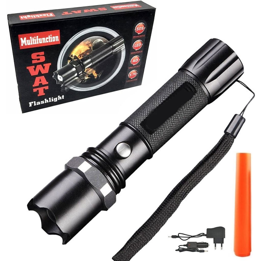 Lampe Torche LED SWAT Multifonction Zoom Réglable et 3 Modes d’Éclairage – مصباح يدوي قابل للشحن - الصورة 5
