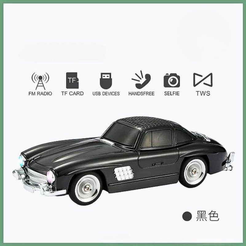 Haut-parleur audio Bluetooth sans fil En forme de Voiture Vintage , Carte mémoire , appels , AUX , Clé USB , FM RADIO - الصورة 6