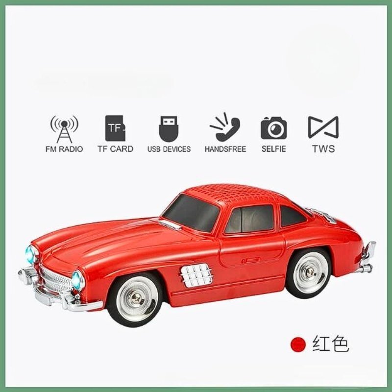 Haut-parleur audio Bluetooth sans fil En forme de Voiture Vintage , Carte mémoire , appels , AUX , Clé USB , FM RADIO - الصورة 7