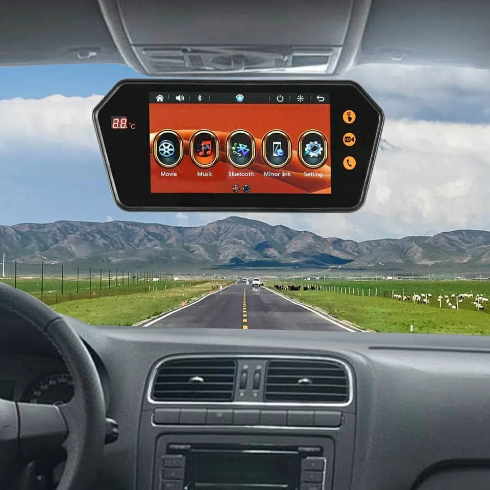 Rétroviseur de voiture écran LCD 7 pouces bluetooth, température - الصورة 7
