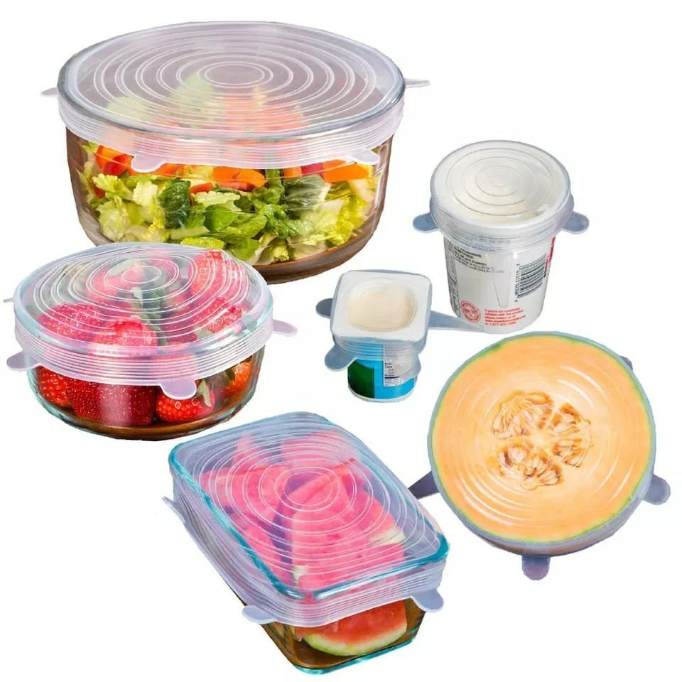 6 couvercles en silicone, extensibles, réutilisables, hermétiques, pour conservation des aliments, pour micro-ondes, pour la cuisine - الصورة 4