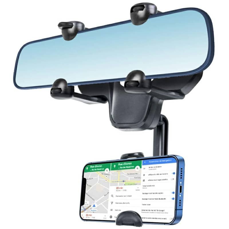 Support smartphone réglable pour rétroviseur de voiture 360 degrés - الصورة 2