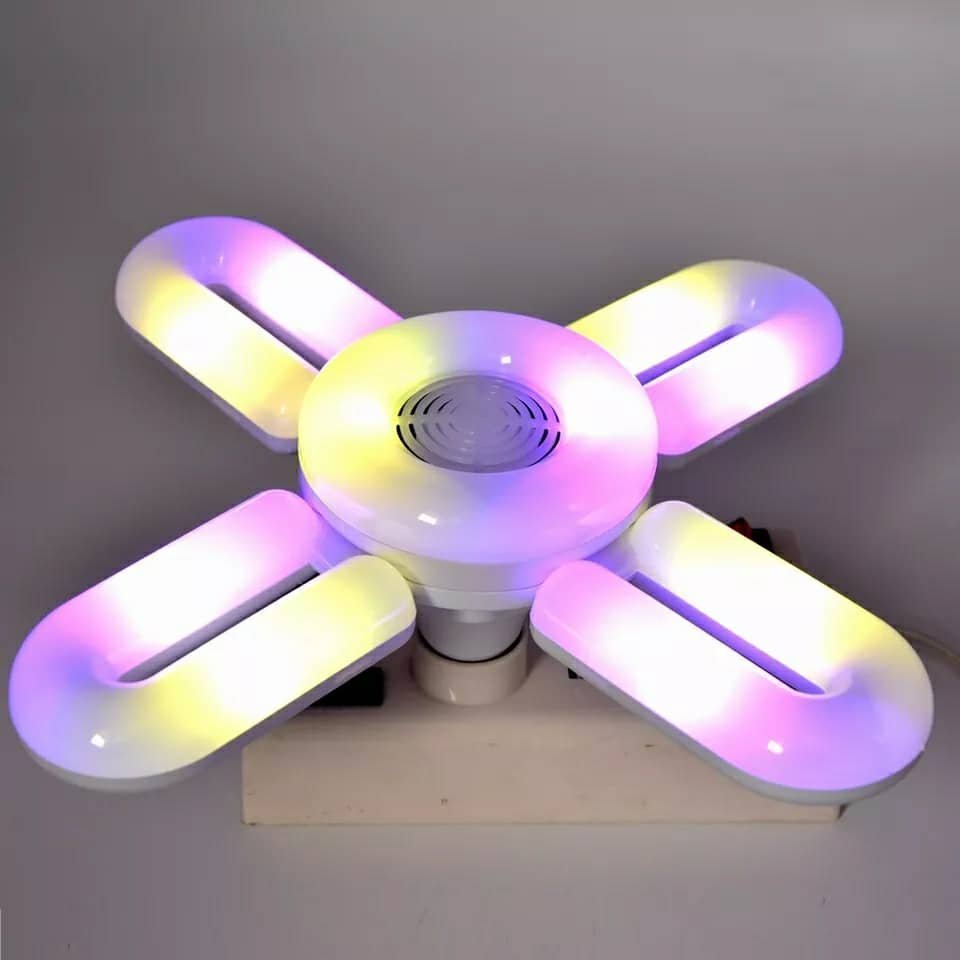 Ampoule RGB pliante haut-parleur Bluetooth, télécommande E27,48W - الصورة 3