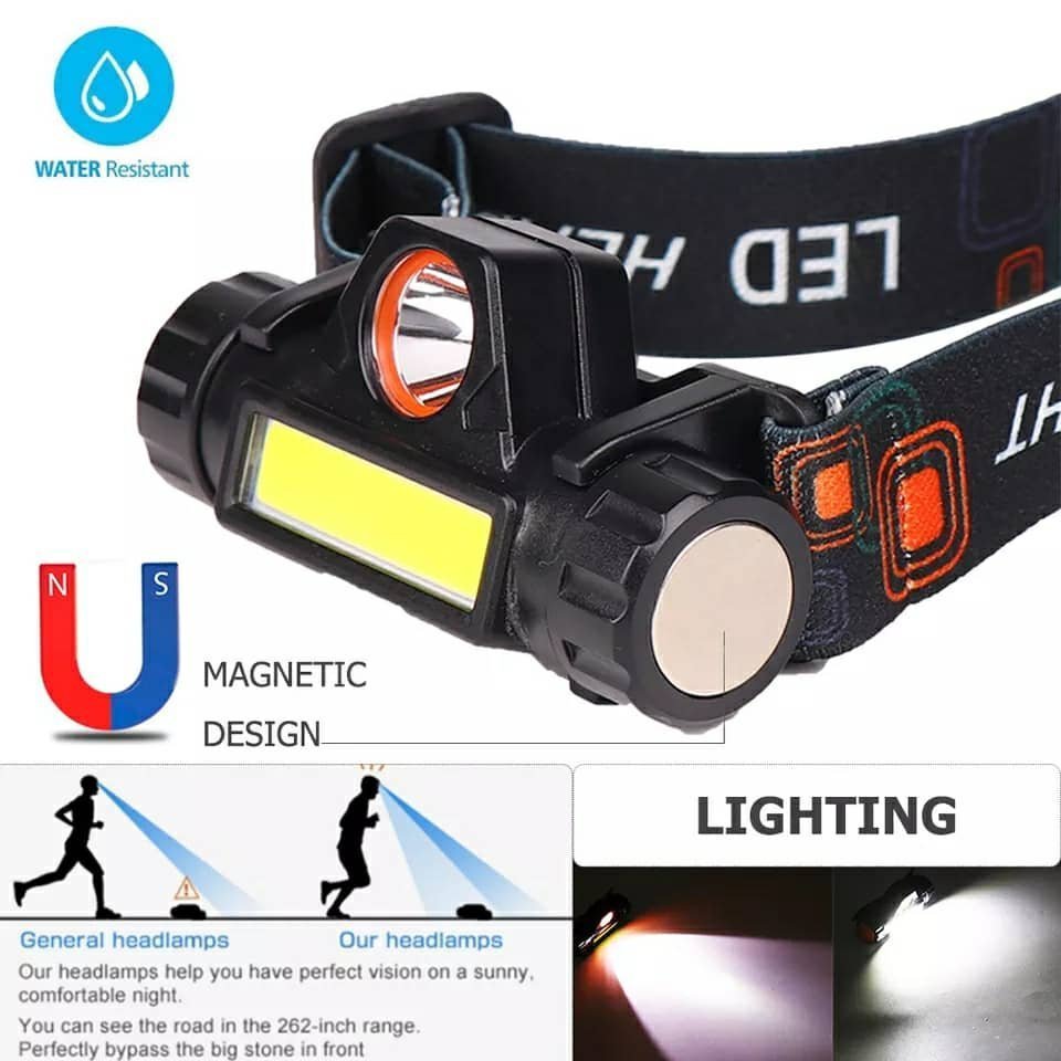 Lampe frontale à Led Portable imperméable Rechargeable USB - الصورة 4