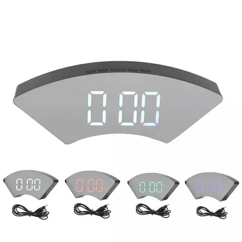 Horloge numérique miroir grand écran pour chambre à coucher - الصورة 2
