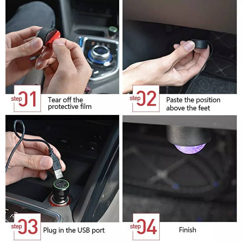 Car atmosphere Lumière RGB 4en1 USB 12V - الصورة 4