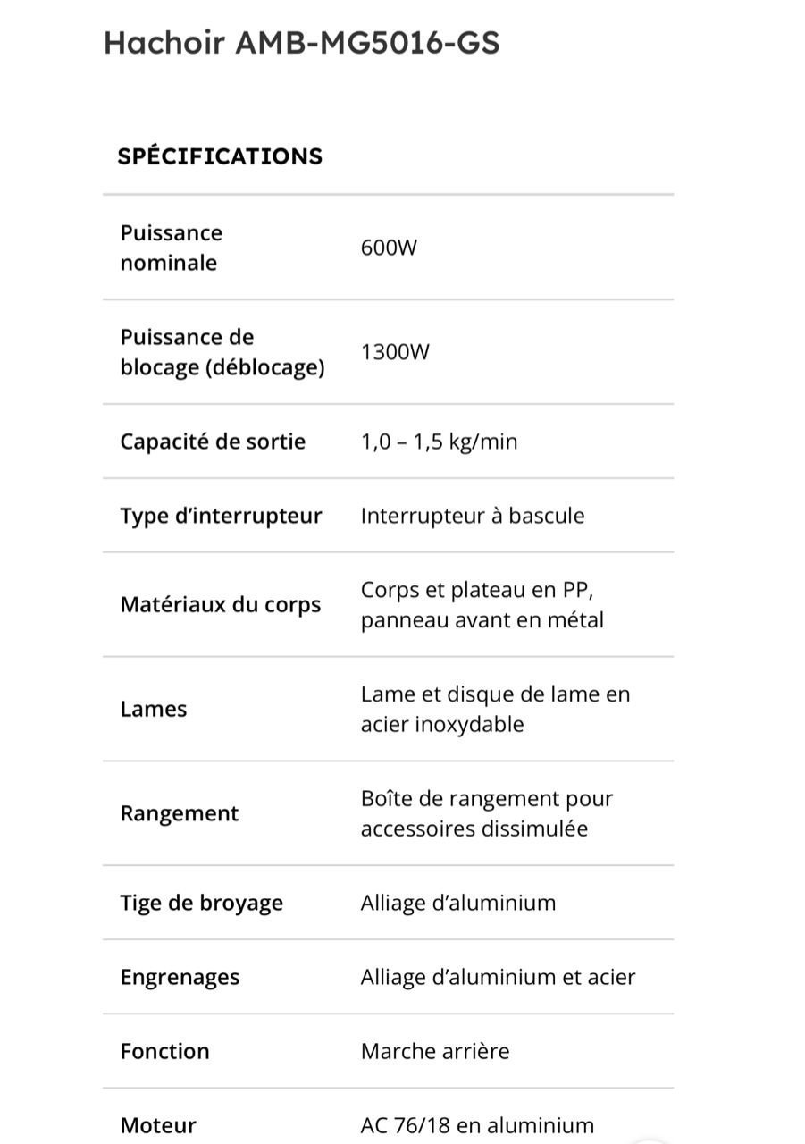 Hachoir à viande Schallenge AMB-MG5016-GS 1300W – ماكينة فرم اللحوم - الصورة 4