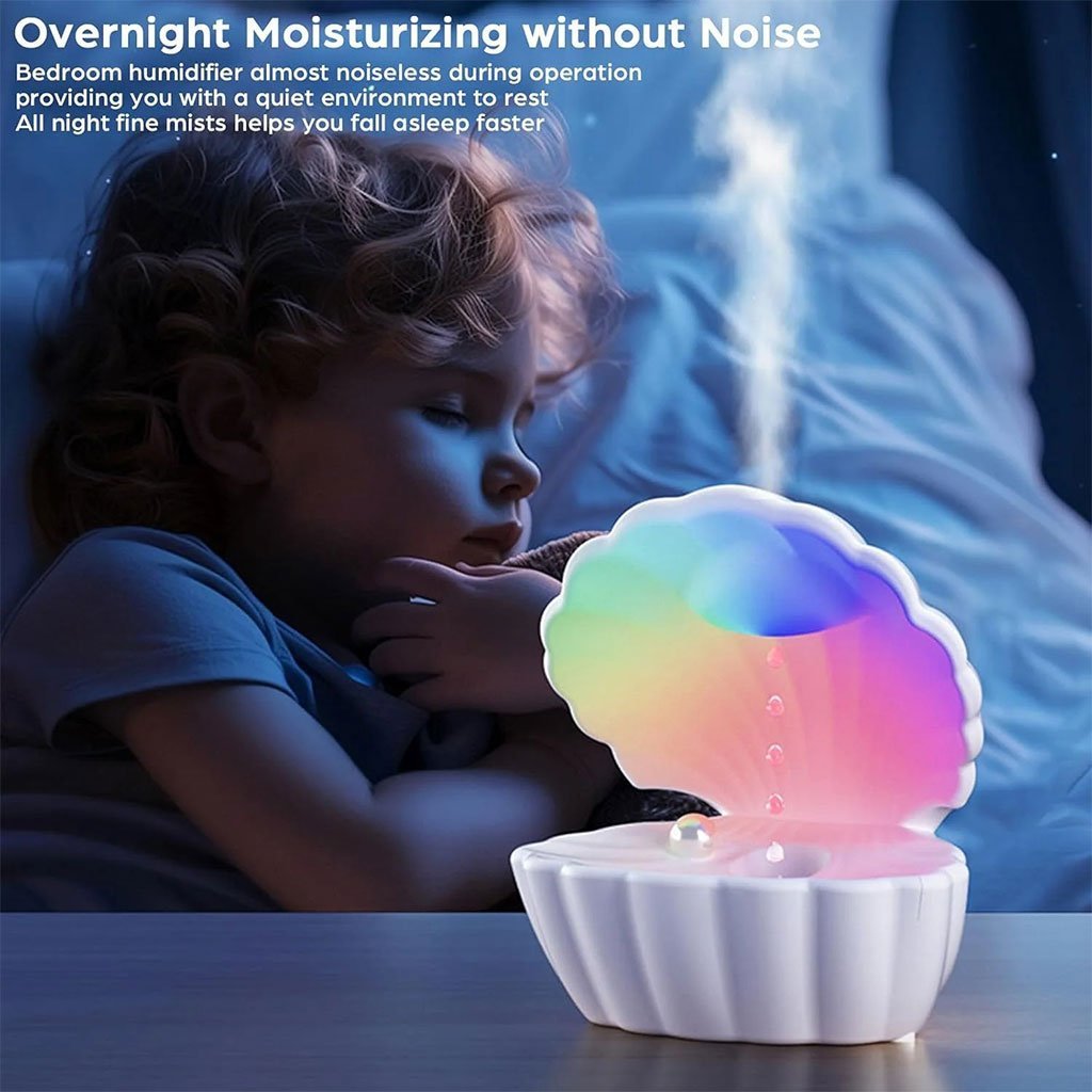 Humidificateur d’air et Haut Parleur BT avec lumière d’ambiance antigravité 550ml – مكبر صوت ومعطر جو على شكل محار البحر - الصورة 6
