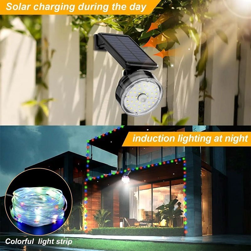 Lampe murale solaire avec détecteur de mouvement et guirlande lumineuse – مصباح خارجي بالطاقة الشمسية - الصورة 6