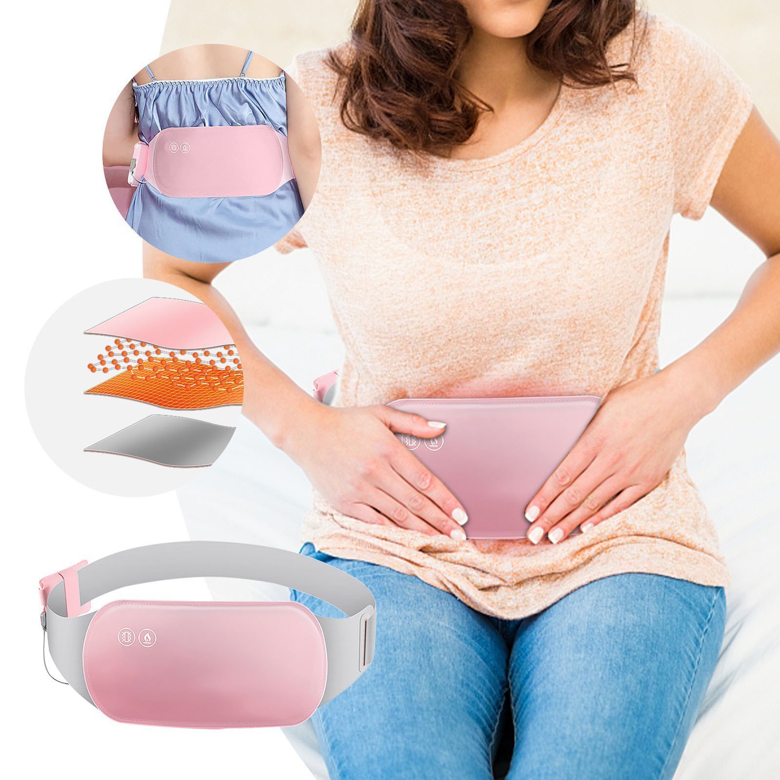 Ceinture Vibromasseur chauffant pour les douleurs menstruelles حزام هزاز ساخن لتسكين آلام الدورة الشهرية - الصورة 4