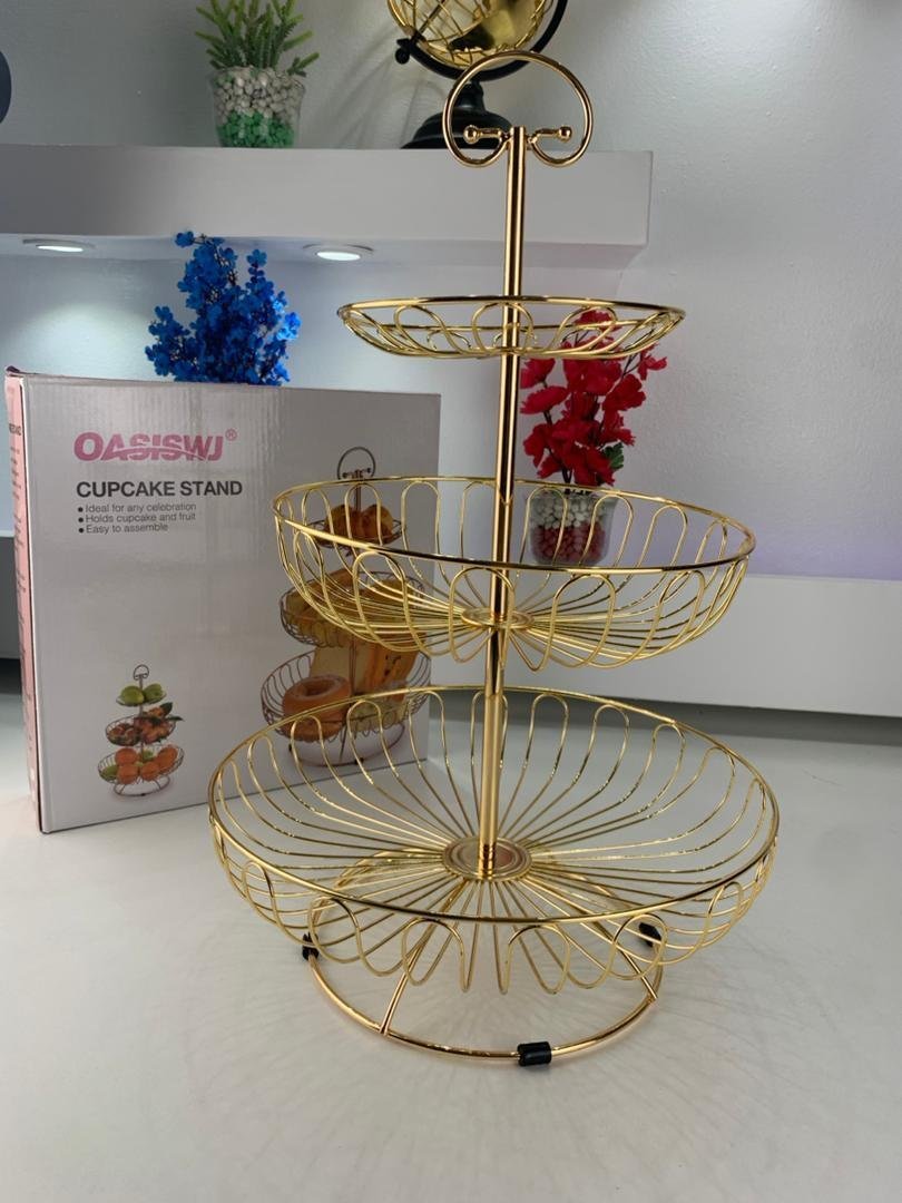 Panier à Fruits en Métal à 3 Niveaux – سلة فواكه معدنية بثلاث طبقات - الصورة 2