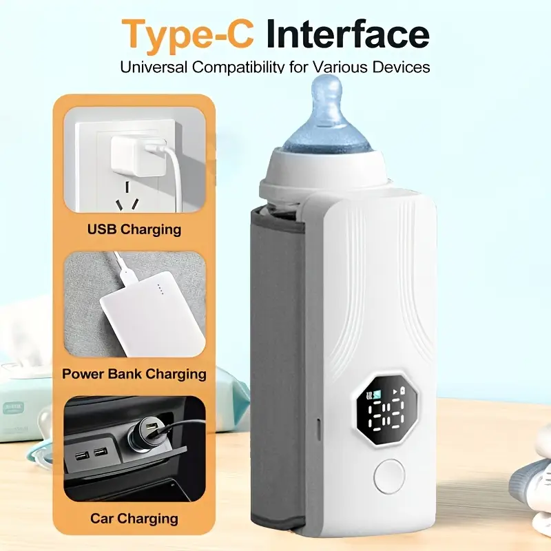 Chauffe-biberon portable rechargeable avec écran LCD et Température réglable - سخان قارورة الحليب - الصورة 5