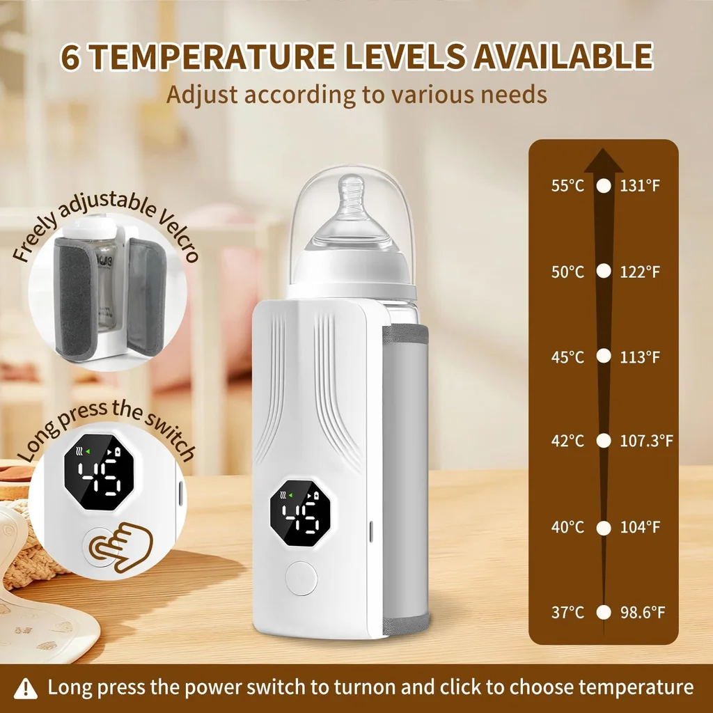 Chauffe-biberon portable rechargeable avec écran LCD et Température réglable - سخان قارورة الحليب - الصورة 6