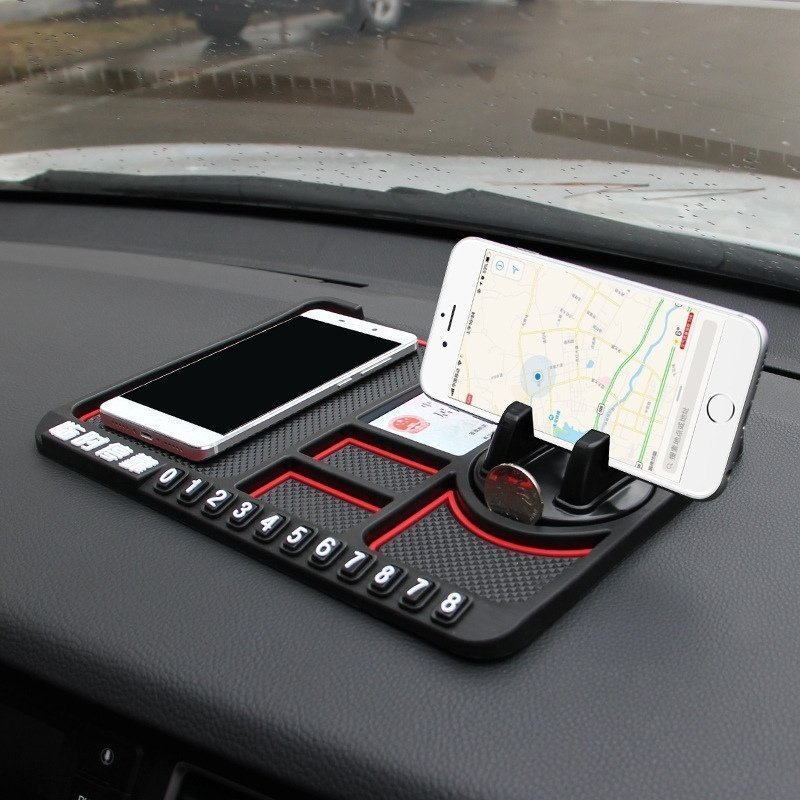 Support de téléphone antidérapant 4en1 Multifonctionnel en Silicone pour Tableau de Bord de Voiture - حامل هاتف لوحة سيارة من السيليكون متعدد الوظائف - الصورة 4
