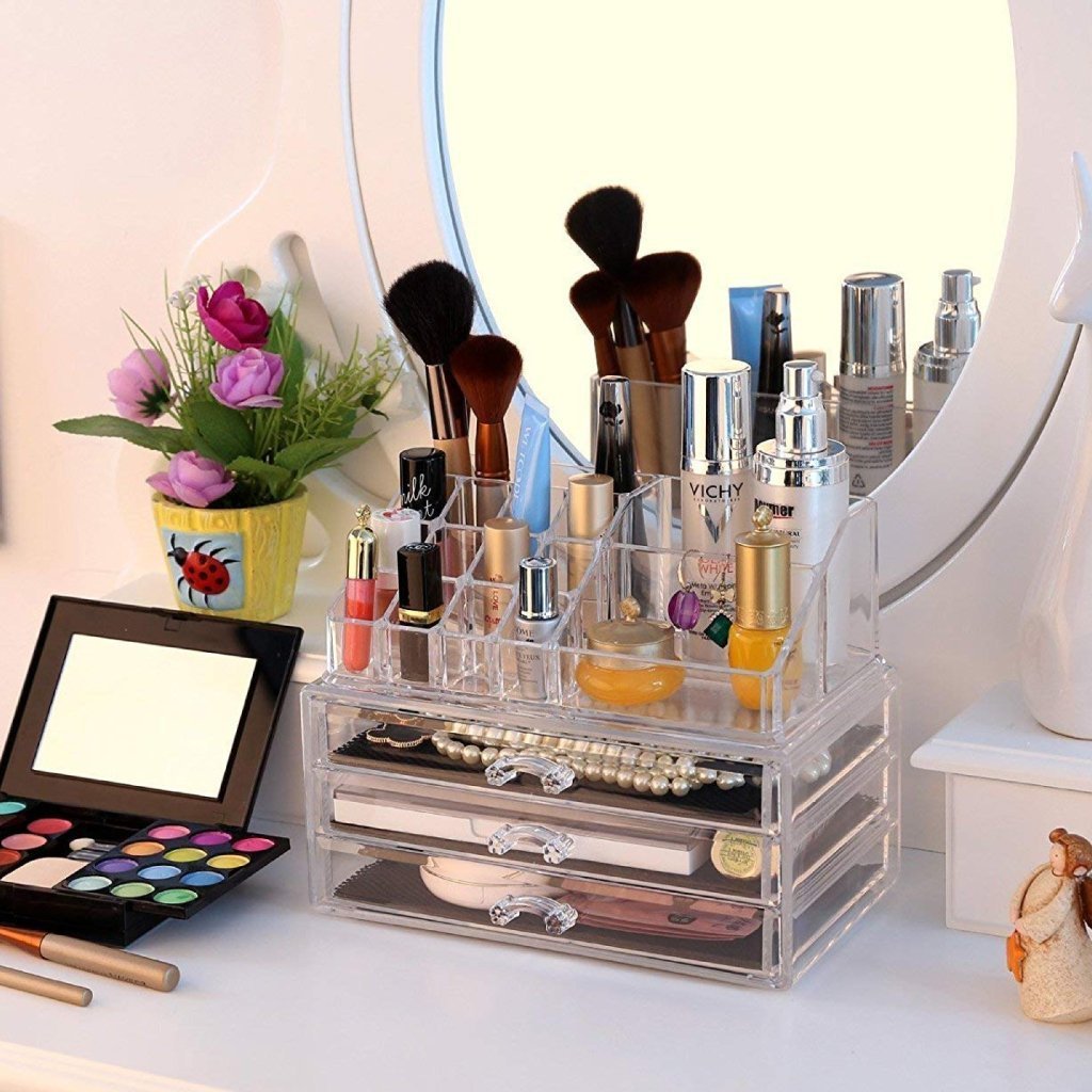 Boîte de rangement de maquillage acrylique avec 3 tiroirs - الصورة 5