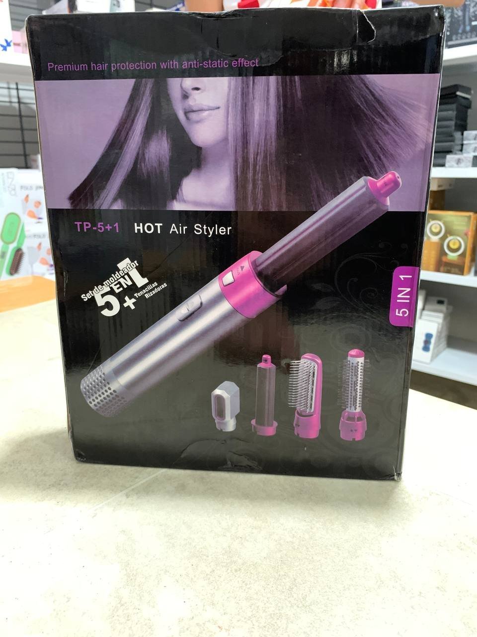 Sèche-cheveux peigne à air chaud 5in1 curling premium protection - الصورة 4