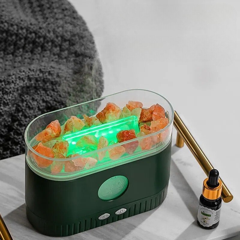 Humidificateur flamme multicolore des huiles essentielles aromatiques en pierre de sel 200ml - موزع روائح الزيوت العطرية باللهب مع صخور الملح الكريستالي 200 مل - الصورة 3