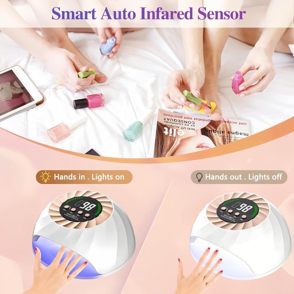 Lampe à Ongles UV LED 268W avec Capteur Automatique et 4 Minuteries – مصباح العناية بالأظافر - الصورة 4