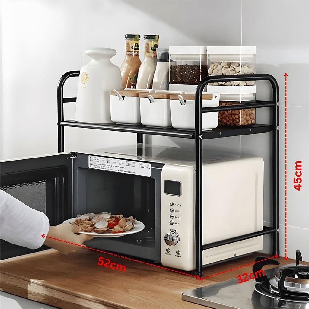 Support pour four à micro-ondes et étagère de rangement 2 étages – منظم أغراض وحامل ميكروويف - الصورة 5