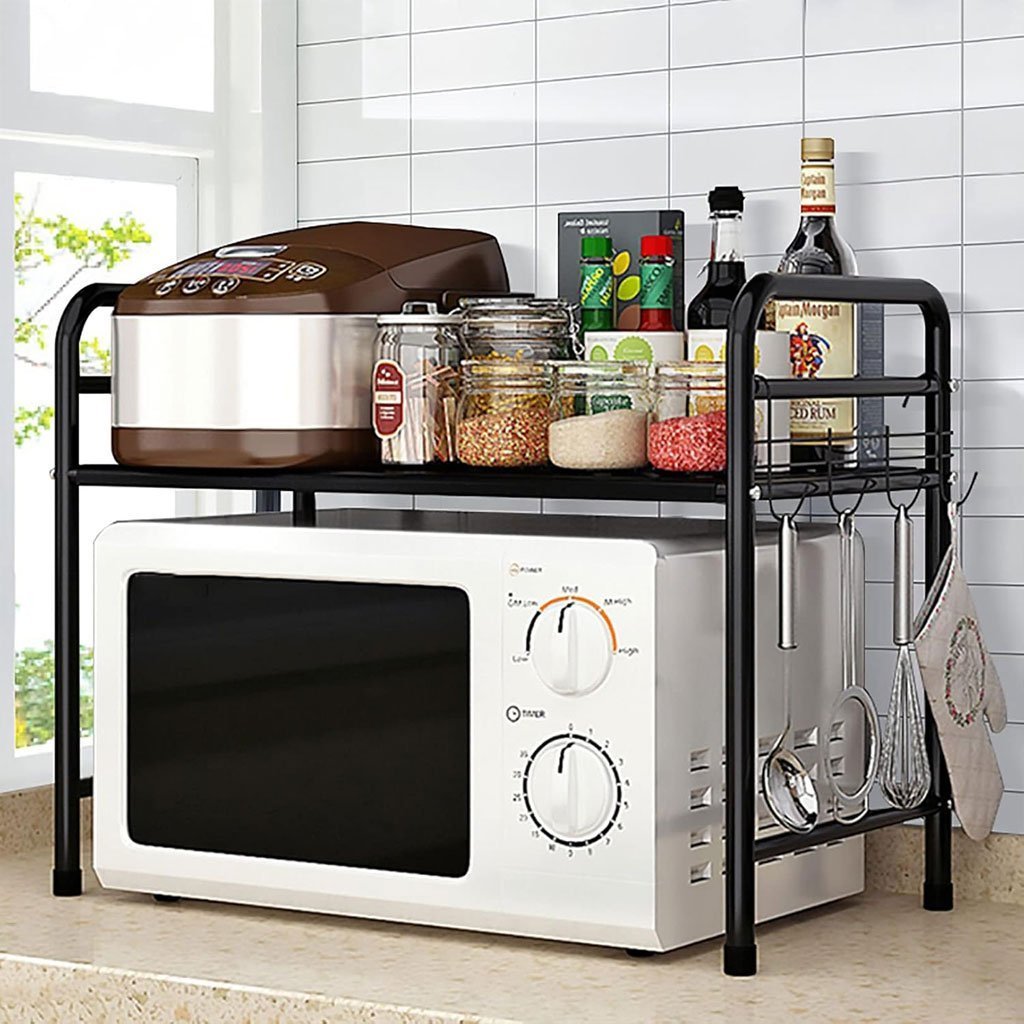 Support pour four à micro-ondes et étagère de rangement 2 étages – منظم أغراض وحامل ميكروويف - الصورة 7