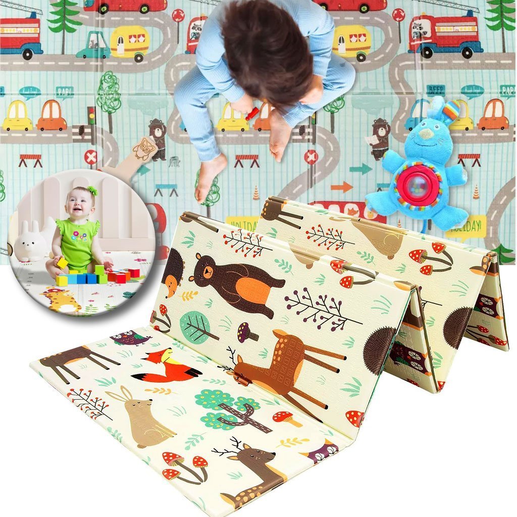 Tapis de jeu pour bébé pliable mousse XPE double face imperméable - الصورة 6