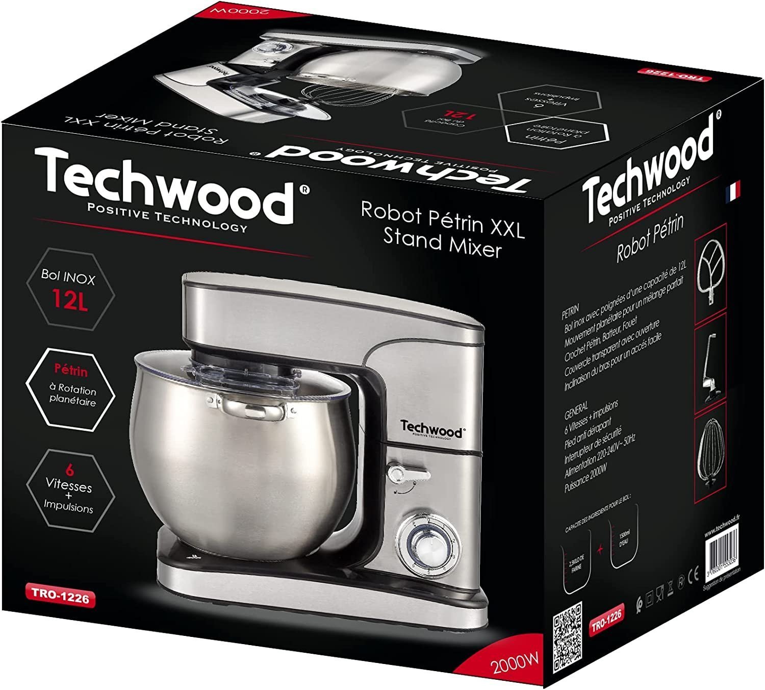 Techwood Robot Pétrin Professionel 12L 2000W TRO-1226 - الصورة 7