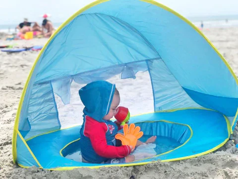 tente de plage bébé avec piscine - خيمة أطفال مع مسبح صغير للعب على الشاطئ والحديقة - الصورة 2